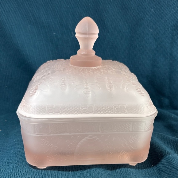 Indiana Glass Other - Indiana Glass Pink Frosted Trinket Box